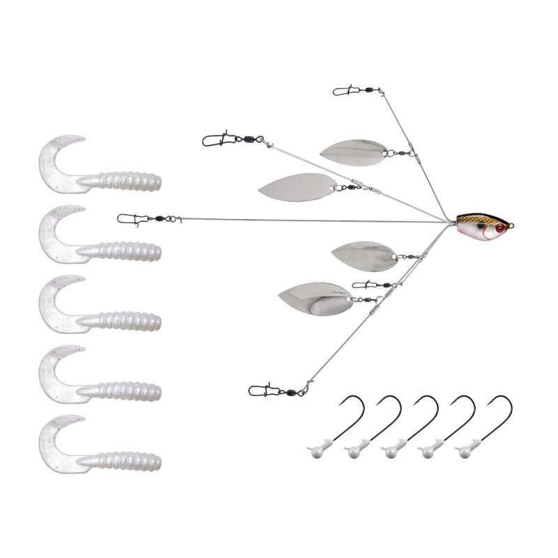 Yum Lures طُعوم يام يامبريلا فلاش موب 5 سلك، أبيض - Image 1